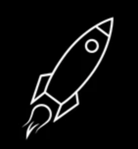 This striking minimalist icon depicts a white-outlined rocket against a stark black background, angled dynamically upwards and to the right, clearly mid-launch. With a stylized flame bursting from its base, this plucky little rocket exudes an almost comically determined demeanor, as if it's shouting, 'To infinity and beyond!' The vast, inky blackness of the background perfectly frames its ambitious ascent, hinting at the boundless possibilities of space it's so eagerly rushing towards. It's a universal symbol of progress, ambition, and perhaps a touch of adorable overconfidence, ready to tackle any cosmic challenge with a cheerful 'whoosh!' This generic icon isn't tied to a specific show, but embodies the spirit of exploration.