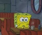 In this scene, SpongeBob SquarePants, the beloved cartoon character, sits alone at a booth in a restaurant, embodying a moment of sadness and introspection. His big, expressive eyes convey a sense of longing, highlighting the loneliness often portrayed in the series. The cozy yet slightly dim atmosphere of the restaurant, with its red booths and a steaming cup in front of him, adds to the melancholic vibe.
The background features simple décor, reflecting the underwater setting of Bikini Bottom, where everyday life can sometimes feel isolating. This contrast between SpongeBob's typically cheerful demeanor and the somber environment creates a poignant moment. It's a humorous reminder that even the most optimistic characters can have moments of solitude, making it relatable and endearing. The scene encapsulates a common theme in the show, blending humor with deeper emotions.