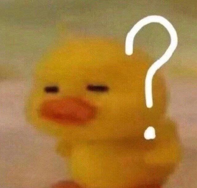 This image features a blurry, yellow rubber duck, a popular internet meme often called 'Confused Duck.' The duck has simple, horizontal line eyes and an orange beak, giving it a perpetually bewildered or dazed expression. A large, bright white question mark is prominently superimposed next to its head, perfectly encapsulating its confused demeanor. The background is a soft, out-of-focus gradient of light green and beige, ensuring all attention remains on the perplexed fowl. The humor stems from the duck's innocent, uncomprehending gaze combined with the universal symbol of questioning, making it a relatable and amusing representation of utter bewilderment.