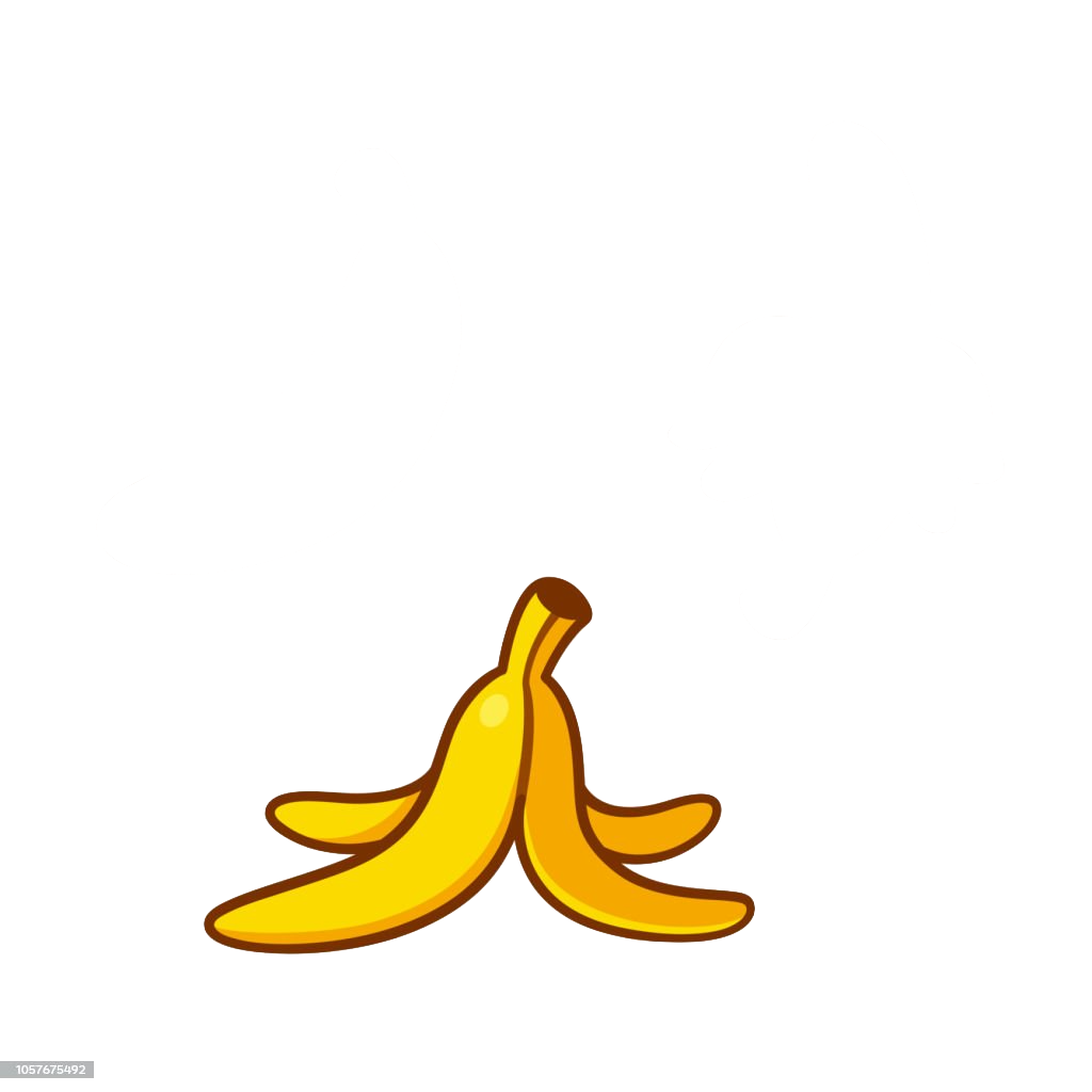 This vibrant, cartoon-style image features a bright yellow banana peel, splayed open on a stark white background. The peel, with its slightly curled edges and brown stem, appears to be resting after its fruit has been enjoyed, perhaps with a mischievous, almost smug demeanor, anticipating a classic slapstick moment. It's a quintessential prop from physical comedy, reminiscent of old silent films or video game power-ups like those in Mario Kart. The plain white background isolates the peel, highlighting its iconic shape and potential for comedic chaos, making it the sole, unassuming star of this humorous scene. It's a universal symbol of impending, lighthearted misfortune.