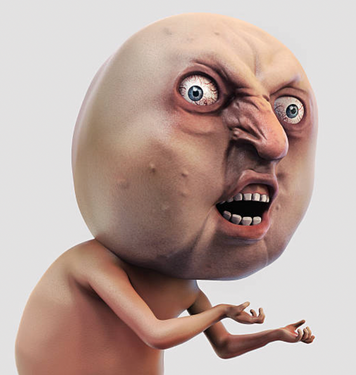 Bro looks like a chopped Zoom call glitch screaming 'Y U NO!'