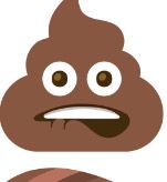This image features a classic brown poop emoji, anthropomorphized with a distinctly worried and slightly disgusted demeanor. Its two wide, white eyes with brown pupils stare forward, while its mouth is open in a grimace, revealing white teeth and a brown tongue. The lower lip appears to be tucked in or bitten, emphasizing its anxious expression. The subject, a well-known emoji, stands alone against a stark white background, which offers no additional context but highlights its prominent, swirled form. The humor lies in this common, often lighthearted, symbol of excrement displaying such a relatable human emotion of discomfort or apprehension, perhaps contemplating its own existence or the 'messy' situation it represents.