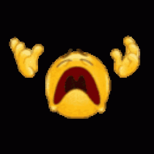 The image features the well-known crying emoji, a vibrant yellow face with a wide open mouth and tears streaming down its cheeks. The emoji's outstretched hands, palms up, suggest a dramatic plea or expression of overwhelming emotion, making it a humorous representation of sorrow or grief in digital communication. 

The background is simply black, which enhances the emoji's brightness and emphasizes its emotional weight. This stark contrast adds to the overall comedic effect, allowing the viewer to focus solely on the emoji's exaggerated expression. 

The crying emoji is often used in social media and text messages, especially in contexts where humor meets sadness, perfectly encapsulating modern emotional communication. Its relatable demeanor makes it a favorite among users to convey feelings of despair over minor inconveniences, like losing a favorite snack.