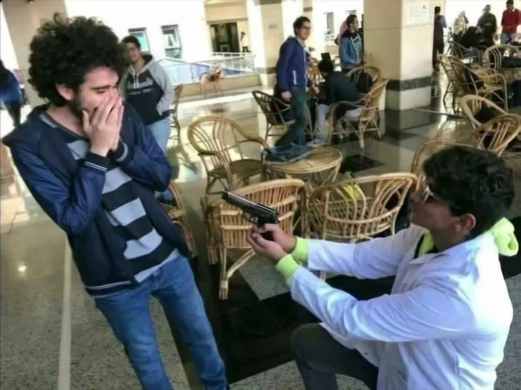 When the flat-earther sees a globe in class.