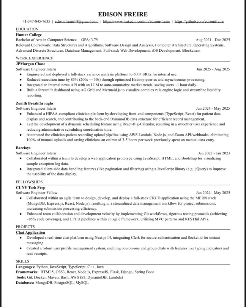 Resume so stacked, it’s mogging my entire LinkedIn.