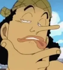 The image features Usopp, a cartoon character from the anime series 'One Piece'. He is depicted with his signature long nose and exaggerated facial expressions, showcasing a confident yet somewhat mischievous demeanor. His hand is thoughtfully placed on his chin, and his tongue is playfully sticking out, adding a humorous element to his pose.
The background is likely a bright, blue sky with clouds, typical of the adventurous settings in 'One Piece', emphasizing the carefree and adventurous spirit of the series. Usopp's expression embodies his role as the comic relief within the crew, often engaging in tall tales and exaggerations. This playful attitude, combined with the vibrant background, underscores the lighthearted nature of the show, making it a delightful representation of Usopp's character.