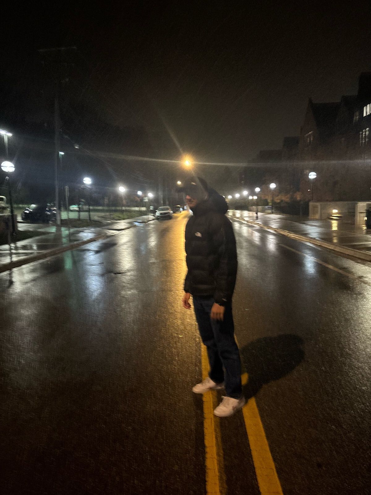 Bro’s aura farming on a wet road, looking chopped af.