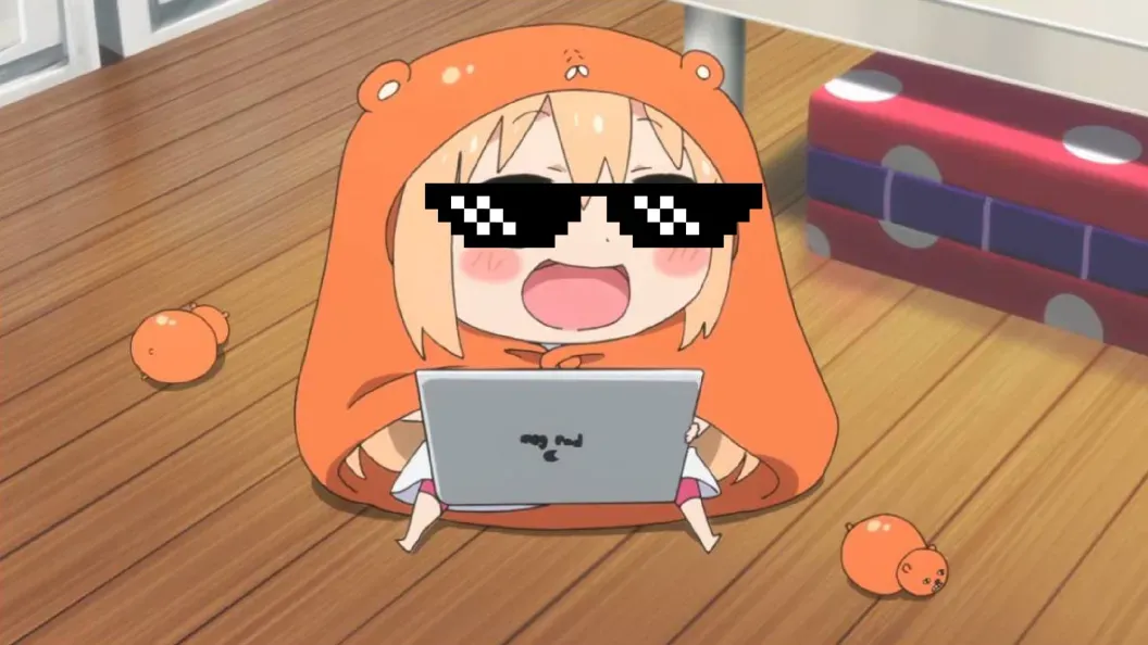 Umaru locking in on that laptop, but her life’s still mid.