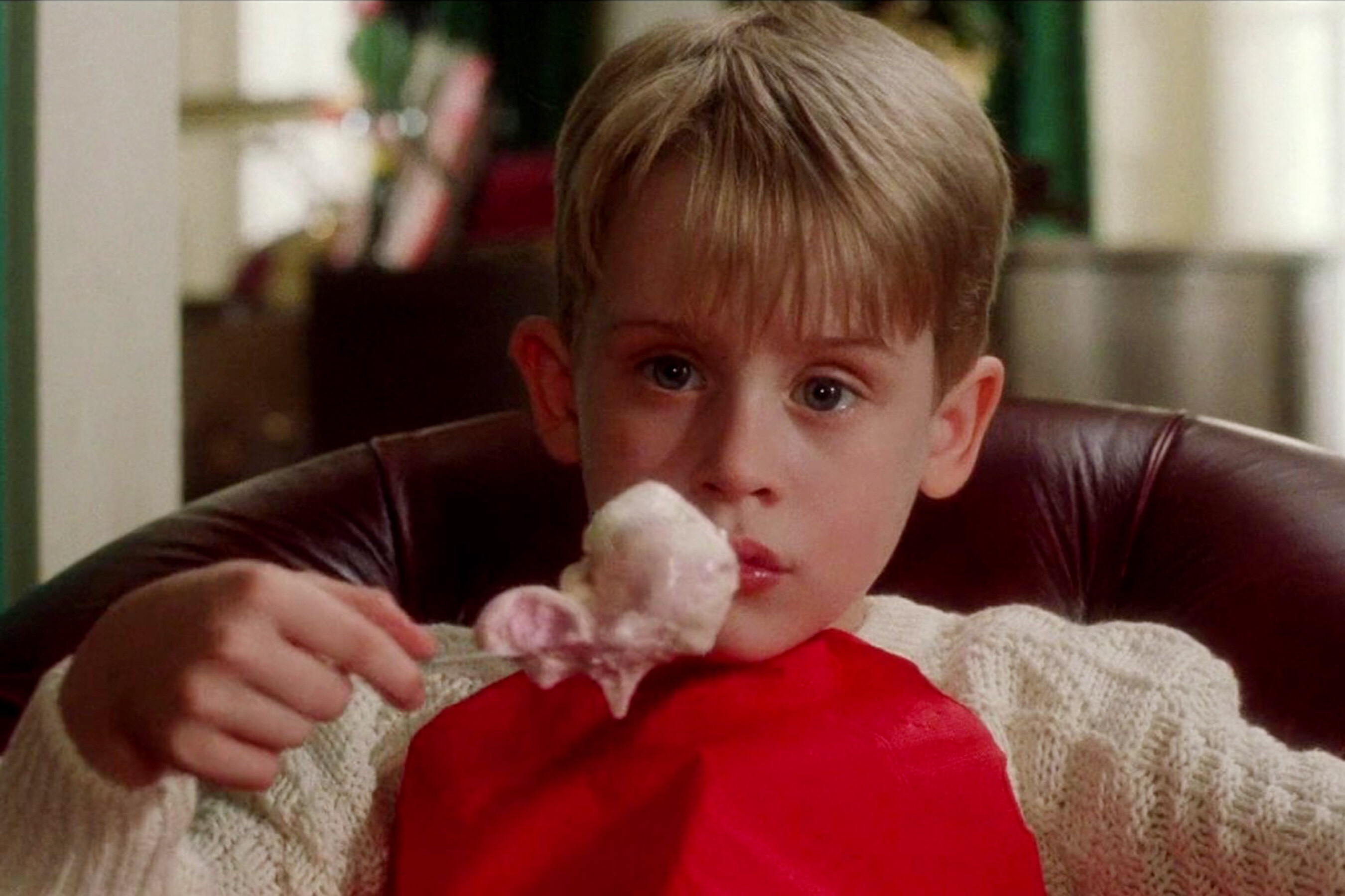 That kid's face looks like he just realized ice cream has calories.